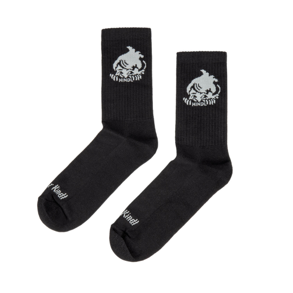 Frontalansicht Socken schwarz mit Berliner Kindl Logo grau